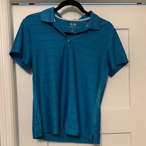 Adidas Women's Blue Striped Polo Shirt